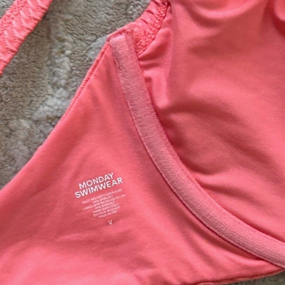 Monday Swimwear Coral Capri Top and Byron Crinkle Mid-rise Cheeky Bikini NWT - V - Picture 6 of 7